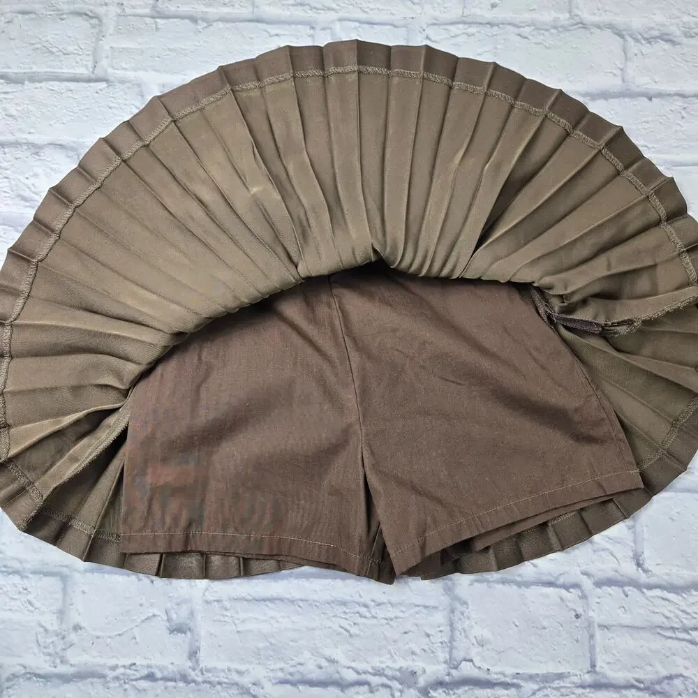 Gymboree Brown Accordian Pleat Skort Girls size 8 Pink Ribbon style Waistband